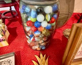 Ball jar full of marbles