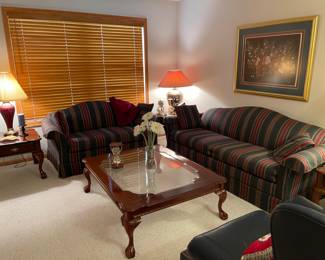 Sofa, Loveseat, Lamps, Coffee & End Tables