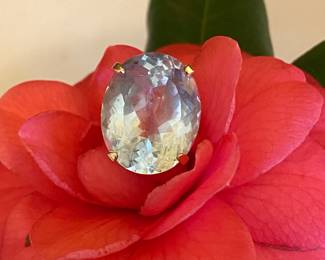 11- 14kt yellow gold with Large topaz ring - size 4.5 $450