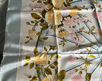12- $285 - Hermes Square silk scarf 36x36 - Model Romantique - Designed by Maurice Tranchant - 90cm. Very good condition. no stain no pulls, no box.