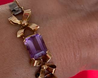 14kt vintage 50’s multi colored stone bracelet $450. Size 7 1/2 wrist. 27.73 grams.