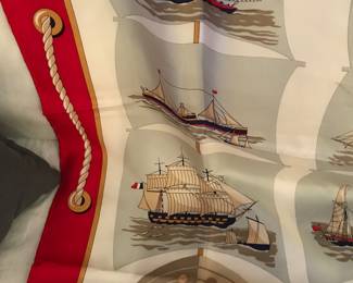 #29. $450 Hermes Carre/Foulard/Scarf , model Grand Largue, signed P Pegon. 90 cm. very good condition.