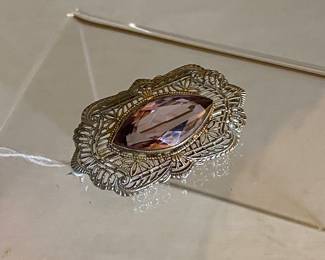 4. $60 Sterling filigree brooch/ pendant with amethyst stone