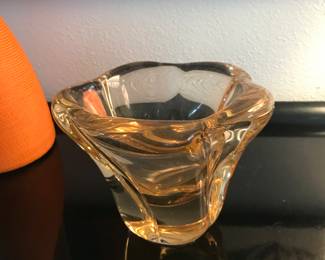 #28 - $800 Daum Nancy France - Orange rare color. 1970's. 6"H x 7"W