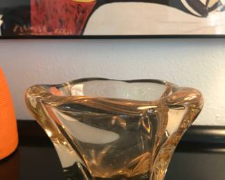 #28 - $800 Daum Nancy France - Orange rare color. 1970's. 6"H x 7"W