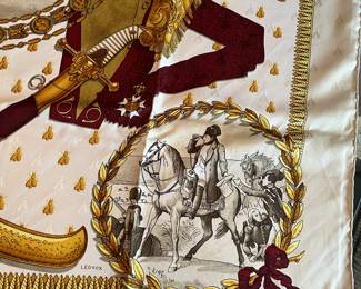 10- $330 - Hermes Square silk scarf 36x36 - Model Napoleon - Edition started in 1962 - 90cm. Very good condition. no stain no pulls, no box.