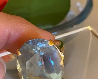 11- 14kt yellow gold with Large topaz ring - size 4.5 $450