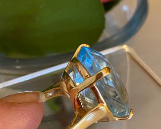 11- 14kt yellow gold with Large topaz ring - size 4.5 $450