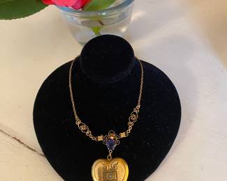 1- Victorian style heart locket on chain $150