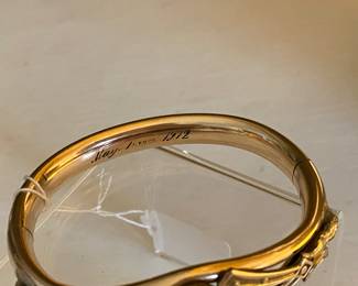 2- $125 Gold filled Victorian bracelet bangle marked on the inside May Day unreadable 1913