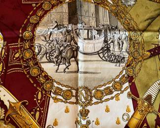 10- $330 - Hermes Square silk scarf 36x36 - Model Napoleon - Edition started in 1962 - 90cm. Very good condition. no stain no pulls, no box.