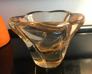 #28 - $800 Daum Nancy France - Orange rare color. 1970's. 6"H x 7"W