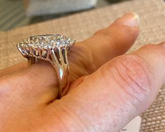 $36 Sterling Tourmaline style stone large pear shape ring - sz 9