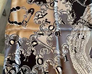 14 - $250 Christian Dior silk scarf/carre 90cm with jewels print all over, beige, grey, black and white. Very good condition.