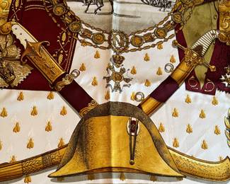 10- $330 - Hermes Square silk scarf 36x36 - Model Napoleon - Edition started in 1962 - 90cm. Very good condition. no stain no pulls, no box.