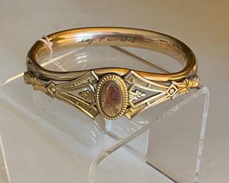 2- $125 Gold filled Victorian bracelet bangle marked on the inside May Day unreadable 1913