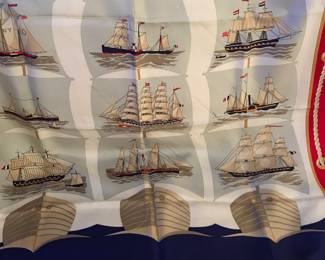 #29. $450 Hermes Carre/Foulard/Scarf , model Grand Largue, signed P Pegon. 90 cm. very good condition.