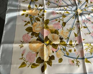 12- $285 - Hermes Square silk scarf 36x36 - Model Romantique - Designed by Maurice Tranchant - 90cm. Very good condition. no stain no pulls, no box.