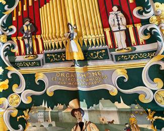 9- $295 - Hermes Square silk scarf 36x36 - Model Orgaphone - Edition 1996 - 90cm. Very good condition. no stain no pulls, no box.