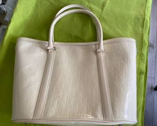 6- $850 Dior - Christian Dior with felt bag cream vinyl logo purse medium size