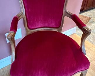 Louis XV style red velvet armchair (1 of 2)