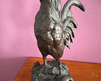 Bronze rooster statue