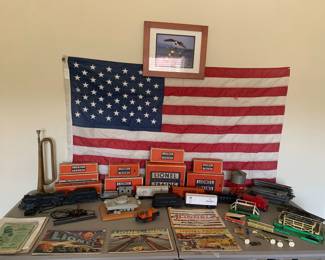 Early Lionel Train set, booklets, catalogs, track, and transformers all for one money.  All for $462.00 1/2 price sale.