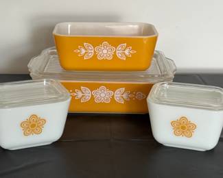 Vintage Pyrex Butterfly Gold Refrigerator Set