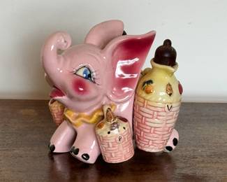 Pink Elephant Anthropomorphic Salt & Pepper