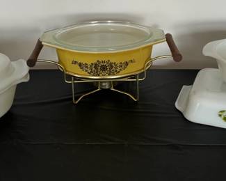Vintage Fire King Meadow Green Dishes & Gold Scroll