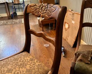 Carved back chairs for the drop leaf table 