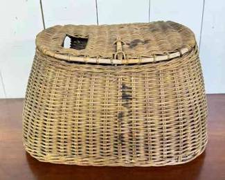 Vintage USA Made Wicker Fishing Creel
