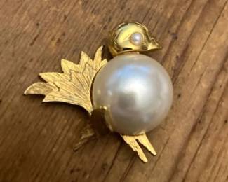 Signed Napier Chick Pin with Pearl
