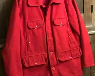 Solid Red Johnson Wool Hunting Coat Size Medium
