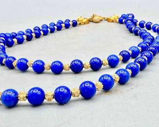 Gorgeous Gold & Blue stone 2-strand Necklace by St. John
