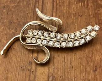 Signed Clear Rhinestone Pin
