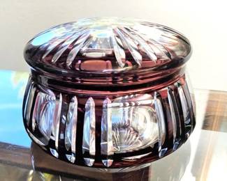Covered Cut Clear glass Dish
