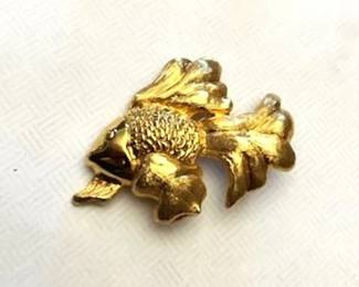 Signed Gold tone Fish Pin
