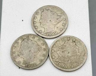 (3) Antique Liberty Head Nickels 1900
