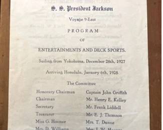 1927 President Jackson Cruise Ship Program
