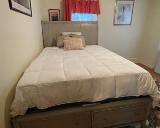 Queen Gray Bed w/Cedar Lined Drawers