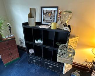 Misc. vintage style black furniture/book case