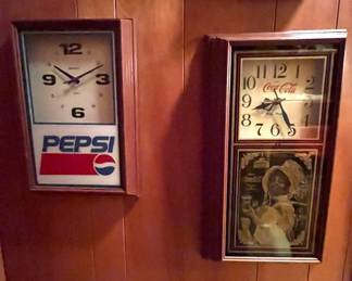 Vintage Pepsi and Coca Cola Pendulum Clock 