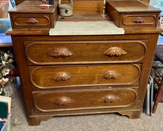 Antique wood dresser with marble top walnut