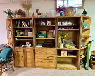 wooden storage, shelving, seperate pieces