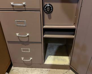 Vintage file and storage unit with safe