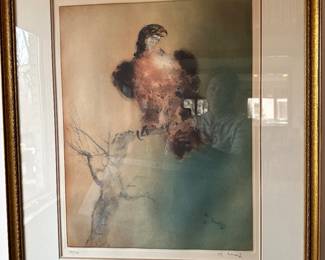 Signed print, hawk, LE