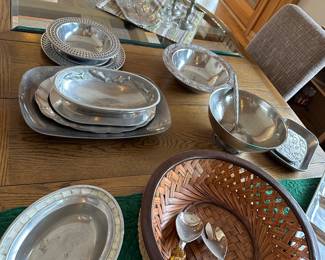 Hollowware, serving pieces, pewter
