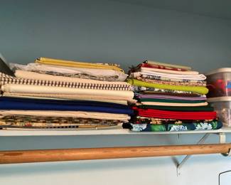 Assortment of Fabric, Thread and Sewing Supplies