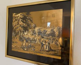  Currier and Ives Gold Foil Etching - Harvest